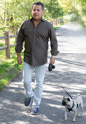 Man walking in park.